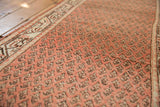 Vintage Mir Serbend runner's brick red field and charcoal allover mir boteh pattern.