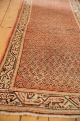 Ivory fringe, brick red and charcoal geometric border, showing low pile wear on the Mir Serbend runner.