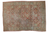 Vintage Distressed Persian Mahal carpet, cherry red and dusty blue allover willow design, 8'9