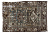 Playful double medallion Malayer rug, featuring animals and plants in muted blues and browns. 3'3