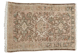 Distressed Karaja rug with triple medallion, geometric floral design, ivory, and ocean green.