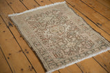 Distressed vintage Karaja rug corner with original selvages, fringe, and geometric pattern.