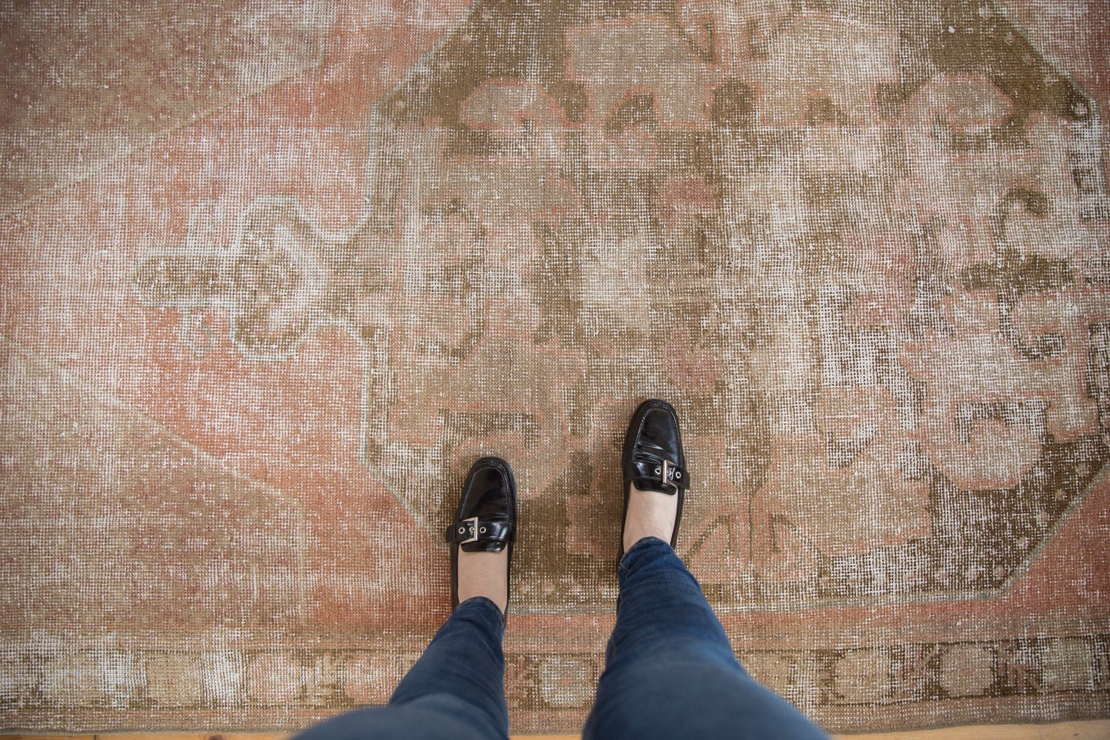 4x9.5 Vintage Distressed Oushak Rug Runner // ONH Item ee003601 Image 1