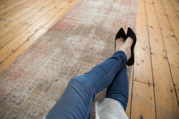 3x10.5 Vintage Distressed Fragment Oushak Rug Runner // ONH Item ee003605 Image 1