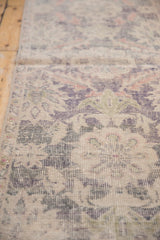 Vintage Oushak runner pile detail, showing even wear, faded violet, and denim blue.