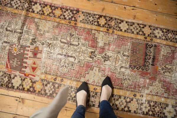2.5x9 Vintage Distressed Patchwork Oushak Rug Runner // ONH Item ee003609 Image 1