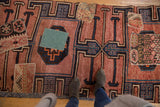 Distressed vintage Kars runner with blush, navy, ivory, and eclectic kilim patchwork.