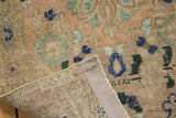 Vintage Distressed Hamadan rug showcasing worn knot heads, visible foundation, secured edge.