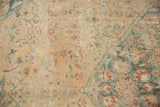 Antique Sultanabad rug featuring low pile, Herati pattern in ivory, mallard green, terra cotta.