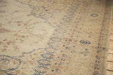 Close view of the distressed Sparta carpet's even wear, with visible knot heads and foundation.