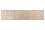 Distressed Sparta runner, faded ivory and coffee brown scrolling vinery, 2'7