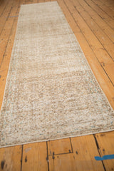 Distressed vintage Turkish Sparta runner, allover faded vinery in ivory and pale brown.