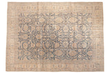 Distressed Sparta carpet with allover faded denim blue and ivory floral vinery, 7'8