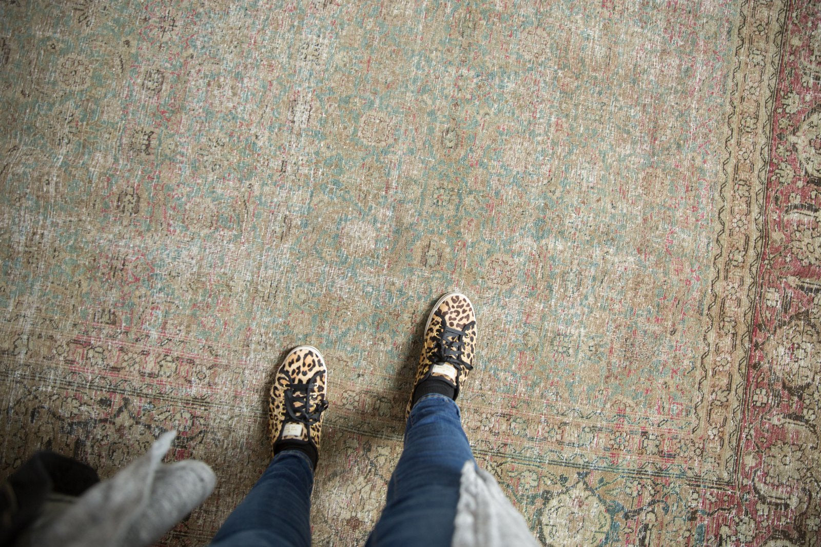 Vintage Distressed Tabriz Square Carpet / ONH item ee003635 Image 1