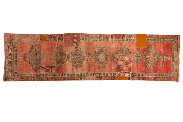 Vintage Distressed Patchwork Oushak Rug Runner / ONH item ee003648