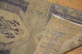 Distressed Turkish Oushak runner foundation, showing even pile wear and original selvages.
