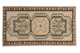 Oushak rug mat, distressed, featuring triple medallions and earthy vinery, 1'8
