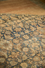 Intricate Herati motif and tone on tone shadow gul design on distressed antique Bibikabad carpet.