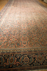 Antique Karabagh carpet: Mahi Mahi border, Herati field, low even pile. Plum, navy, sky blue.