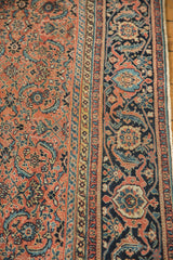 Antique Karabagh rug detail: Herati field meets navy Mahi Mahi and turtle border design.