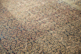 Worn allover Herati motif on distressed antique Persian Khorassan rug, navy and sand tones.