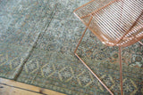 Distressed Antique Khorassan runner, Herati motif, intricate borders, mostly even wear, ocean green, ivory.