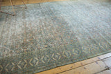 Antique Khorassan runner border, ocean green and ivory Herati field motifs with mostly even wear.