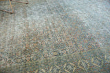 Distressed Antique Khorassan runner detail; Herati motif and mostly even wear in ivory, sand, ocean green.