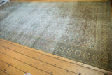 Distressed antique Khorassan runner pile, showing ocean green Herati border and worn knot heads.