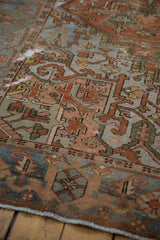 Texture of a distressed Karaja carpet showing low pile, visible knot heads, and storied wear.