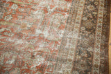 Distressed Mahal carpet texture with worn allover motifs, exposed foundation, terra cotta, and beige tones.