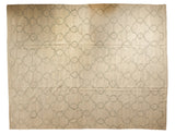 Hand woven Kilim carpet with repeating ivory and pale slate grey Moroccan tile pattern, 12'10