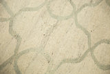 Ivory hand-woven Kilim with pale slate grey Moroccan tile inspired vine overlay.