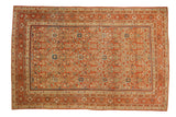 Hand-knotted antique Persian Mahal carpet with allover botanical lattice in terra cotta and blue, 8'7