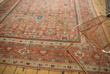 Antique Mahal carpet corner: terra cotta field, germinating plant lattice, and patterned borders.