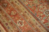 Antique Mahal carpet border and field, terra cotta, germinating plant motifs, even wear.