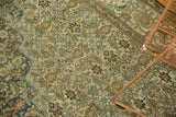 Distressed Malayer carpet section, Herati motif in muted denim blue and antique ivory hues.