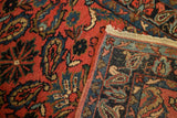 Vintage Lilihan rug corner revealing the hand-knotted weave and dense low pile texture.