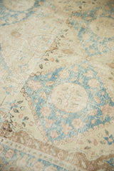Distressed Sivas rug texture, revealing faded denim blue and ivory floral outline details.