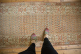 Staggered boteh patterns, pale terra cotta, powder blue, and antique ivory border.