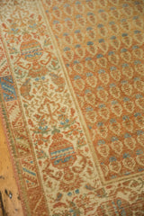 Faint foundation showing through distressed pale terra cotta botehs and intricate antique ivory border.