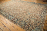 Distressed vintage Mehrivan border featuring reciprocating samovar motif and geometric field.