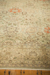 Vintage Distressed Tabriz carpet, allover floral vinery design in seafoam green, beige, worn pile.