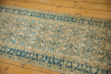 Beige and blue Herati motif on distressed Hamadan runner with even wear and faint foundation.