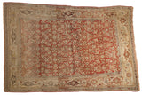 Distressed antique Persian Bijar rug, allover Herati and turtle border motif in rust, red, and ivory, 4'10
