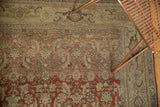Distressed antique Bijar rug with faded rust Herati motif and time-softened olive turtle border.