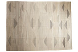 Contemporary Indian Kilim carpet with domed pyramid design in ivory, silver, and beige.