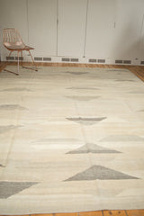 Ivory, beige, and gray domed pyramid designs on a contemporary handwoven Kilim.