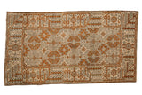 Distressed vintage Belouch rug, pale bronze and ivory geometric pattern, 2'8