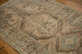 Distressed Serab runner: geometric motifs, even wear to knot heads, faint foundation.